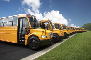 School Buses in a row